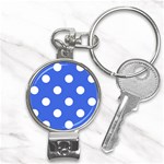 Polka Dots - White on Royal Blue Nail Clippers Key Chain