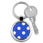 Polka Dots - White on Royal Blue Key Chain (Round)