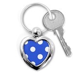 Polka Dots - White on Royal Blue Key Chain (Heart)