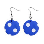 Polka Dots - White on Royal Blue 1  Button Earrings