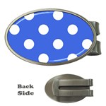 Polka Dots - White on Royal Blue Money Clip (Oval)