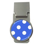 Polka Dots - White on Royal Blue Money Clip (Round)