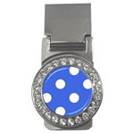 Polka Dots - White on Royal Blue Money Clip (CZ)