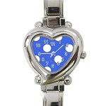 Polka Dots - White on Royal Blue Heart Italian Charm Watch