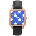 Polka Dots - White on Royal Blue Rose Gold Leather Watch