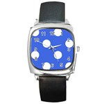 Polka Dots - White on Royal Blue Square Metal Watch