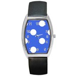 Polka Dots - White on Royal Blue Barrel Style Metal Watch