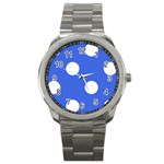 Polka Dots - White on Royal Blue Sport Metal Watch