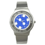 Polka Dots - White on Royal Blue Stainless Steel Watch