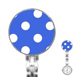 Polka Dots - White on Royal Blue Stainless Steel Nurses Watch