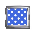 Polka Dots - White on Royal Blue Mega Link Italian Charm (18mm)