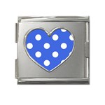 Polka Dots - White on Royal Blue Mega Link Heart Italian Charm (18mm)