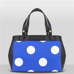 Polka Dots - White on Royal Blue Classic Oversize Office Handbag (Two Sides)