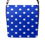 Polka Dots - White on Royal Blue Flap Closure Messenger Bag (L)