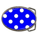 Polka Dots - White on Blue Belt Buckle