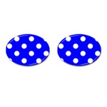 Polka Dots - White on Blue Cufflinks (Oval)