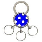 Polka Dots - White on Blue 3-Ring Key Chain