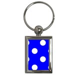 Polka Dots - White on Blue Key Chain (Rectangle)