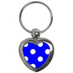 Polka Dots - White on Blue Key Chain (Heart)