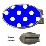 Polka Dots - White on Blue Money Clip (Oval)