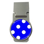 Polka Dots - White on Blue Money Clip (Round)