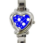 Polka Dots - White on Blue Heart Italian Charm Watch