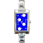 Polka Dots - White on Blue Rectangle Italian Charm Watch