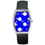 Polka Dots - White on Blue Barrel Style Metal Watch