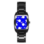 Polka Dots - White on Blue Stainless Steel Barrel Watch