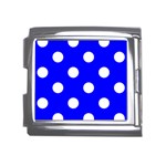 Polka Dots - White on Blue Mega Link Italian Charm (18mm)