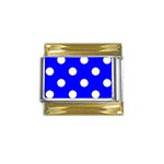 Polka Dots - White on Blue Gold Trim Italian Charm (9mm)