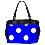 Polka Dots - White on Blue Classic Oversize Office Handbag (Two Sides)