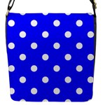 Polka Dots - White on Blue Flap Closure Messenger Bag (S)