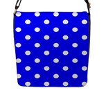 Polka Dots - White on Blue Flap Closure Messenger Bag (L)