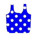 Polka Dots - White on Blue Full Print Recycle Bag (M)