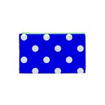 Polka Dots - White on Blue Canvas Cosmetic Bag (XS)