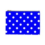 Polka Dots - White on Blue Cosmetic Bag (L)