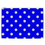 Polka Dots - White on Blue Cosmetic Bag (XXL)