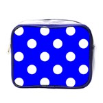 Polka Dots - White on Blue Mini Toiletries Bag (One Side)