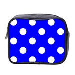 Polka Dots - White on Blue Mini Toiletries Bag (Two Sides)