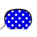 Polka Dots - White on Blue Accessory Pouch (Small)