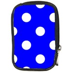 Polka Dots - White on Blue Compact Camera Leather Case