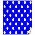 Polka Dots - White on Blue Canvas 8  x 10 