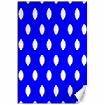 Polka Dots - White on Blue Canvas 12  x 18 