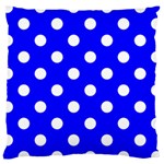 Polka Dots - White on Blue Large Cushion Case (One Side)