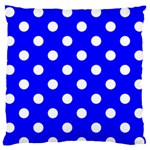 Polka Dots - White on Blue Large Flano Cushion Case (One Side)