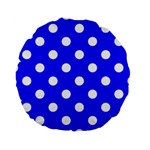 Polka Dots - White on Blue Standard 15  Premium Round Cushion