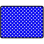 Polka Dots - White on Blue Fleece Blanket (Large) (One Side)