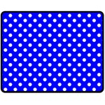 Polka Dots - White on Blue Fleece Blanket (Medium) (One Side)