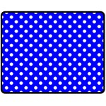 Polka Dots - White on Blue Double Sided Fleece Blanket (Medium) (Two Sides)